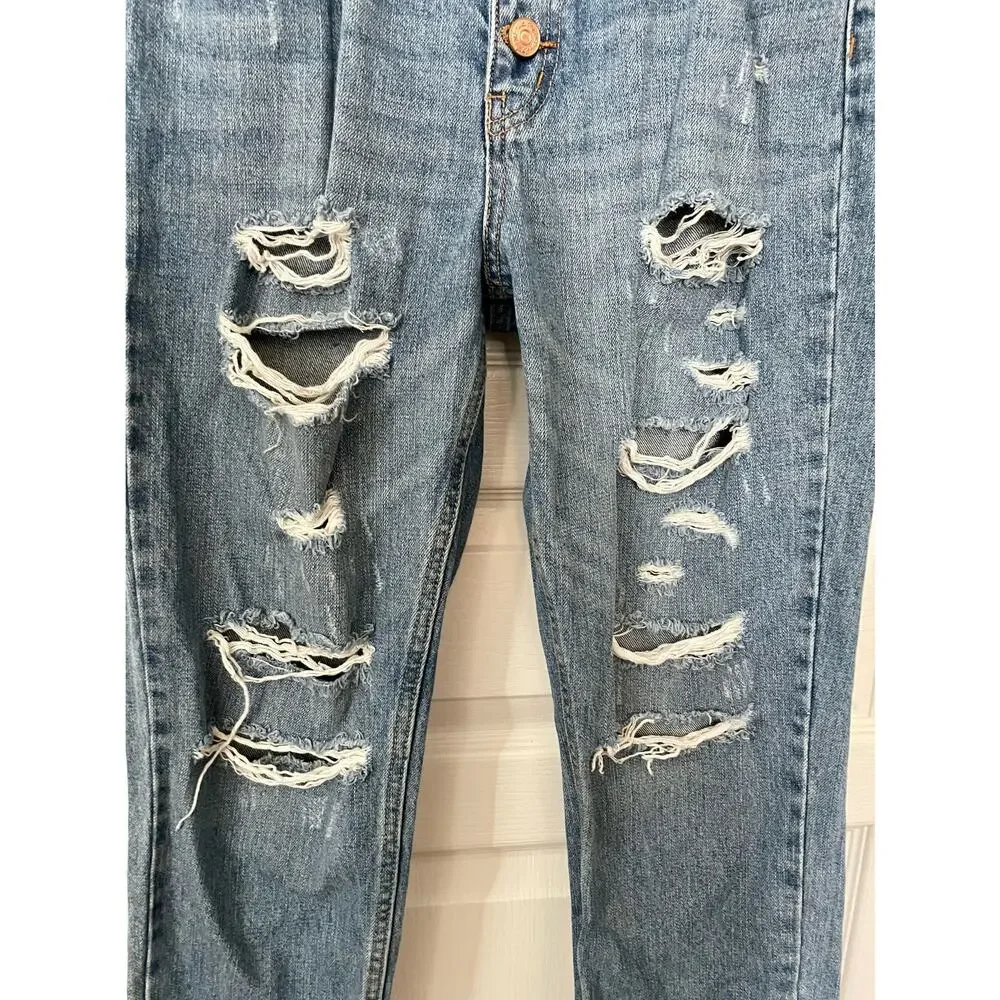 We the Free People Blossom Rigid Crop Skinny Jeans Distressed Size 27